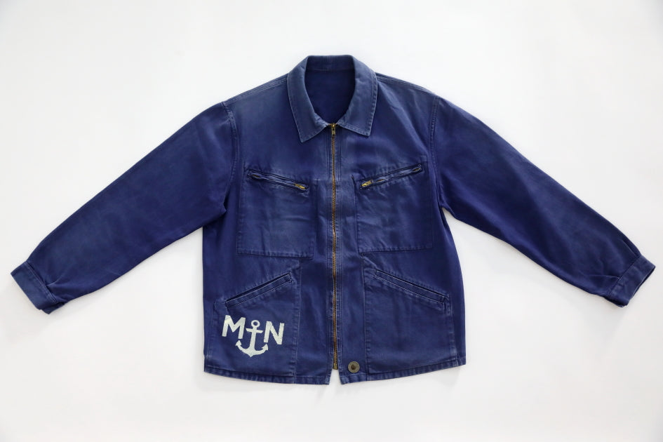 Le Zouave Products French Blue Chore Jacket Marine Nationale. – Le