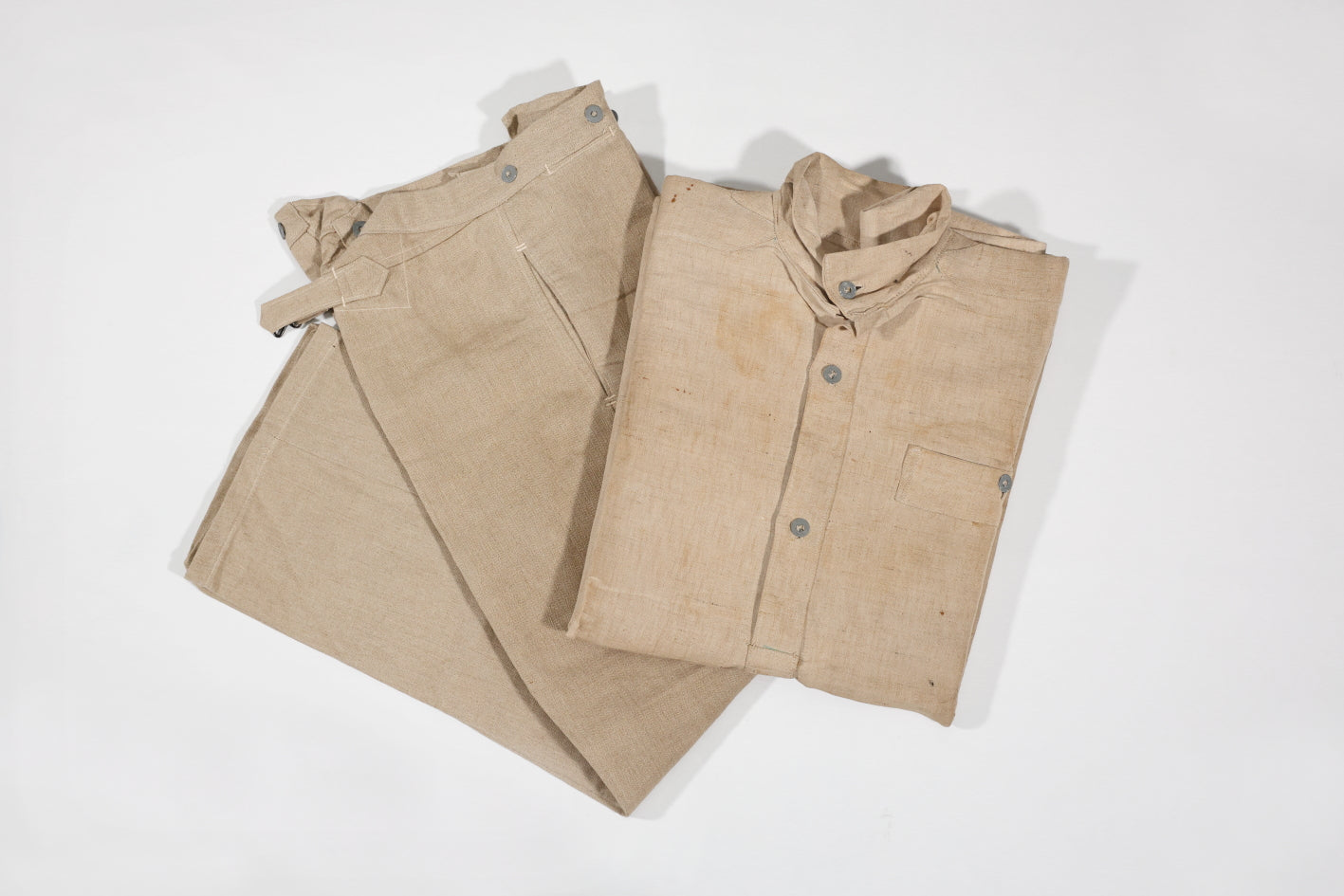 パンツ French Army Herringbone Linen Bourgeron 30s French Army Linen Linen Bourgeron Trousers