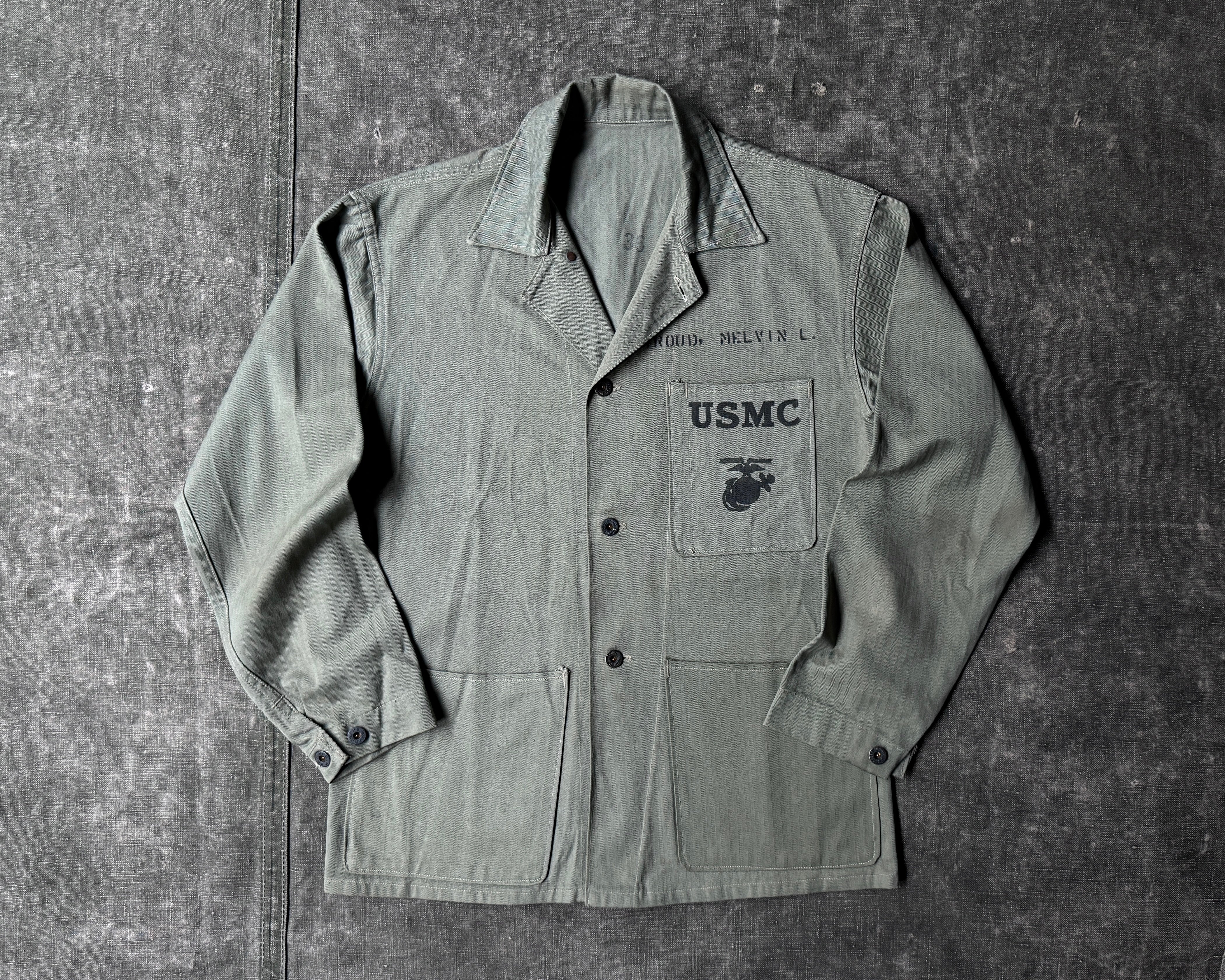 WW2 USMC P-1941 HBT Jacket Named STROUD, MELVIN L. – Le Zouave Shop