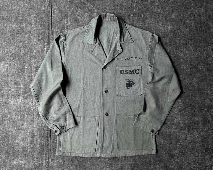 WW2 USMC P-1941 HBT Jacket Named STROUD, MELVIN L.