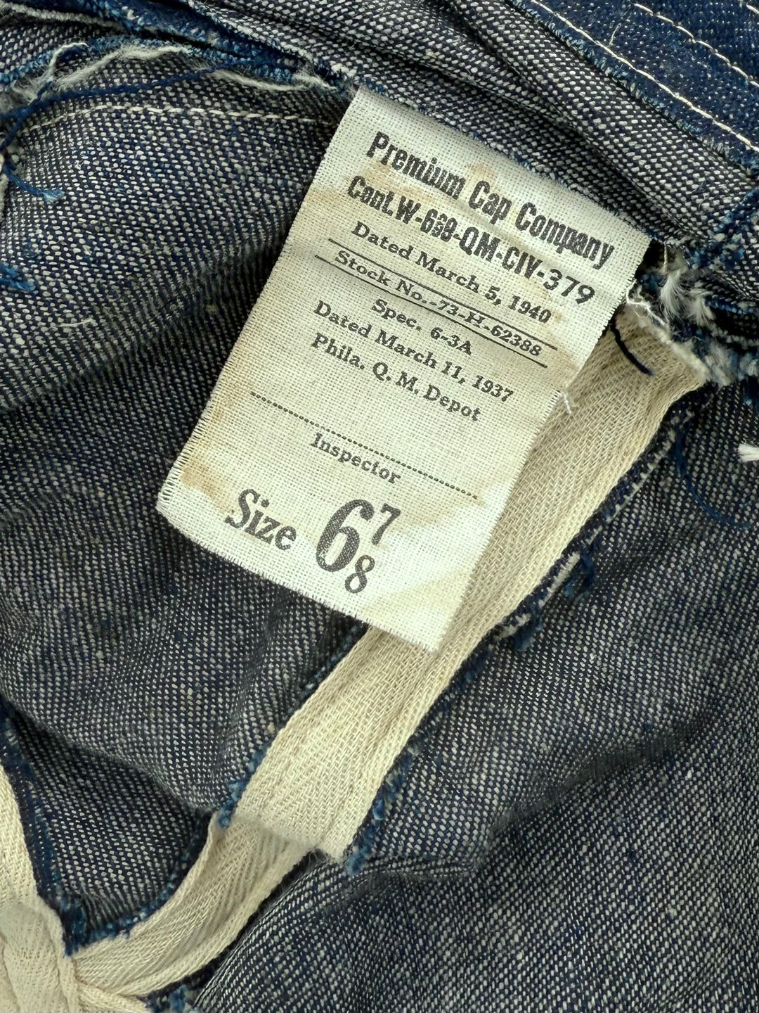 1930's U.S Army Denim Daisy Mae Hat Deadstock.