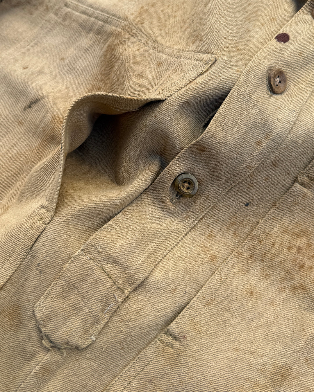 WW1  / 1918 U.S Army Beige Denim Pullover Shirt.
