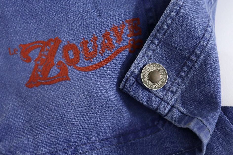 Le Zouave Products French Blue Chore Jacket P.O.W Collection.