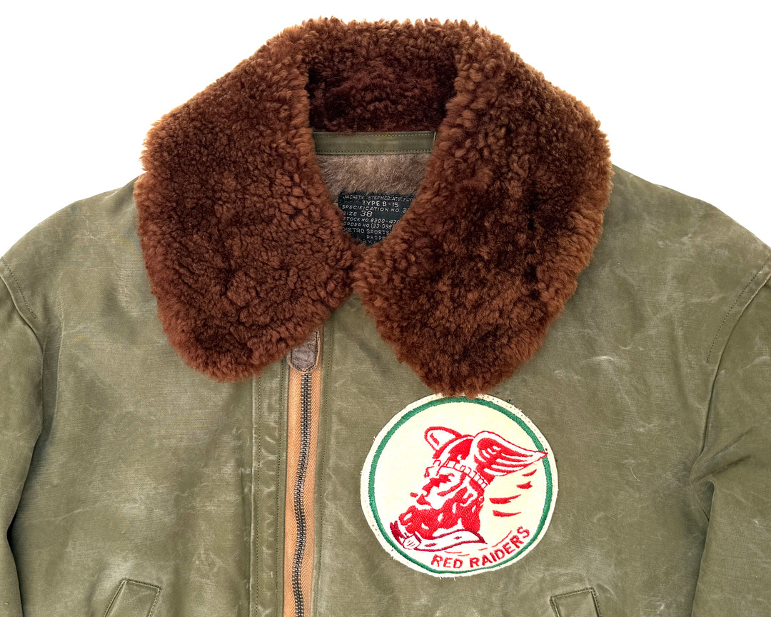WW2 U.S Army Air Force B-15 Flight Jacket Red Raiders Patched & Blood Chit.