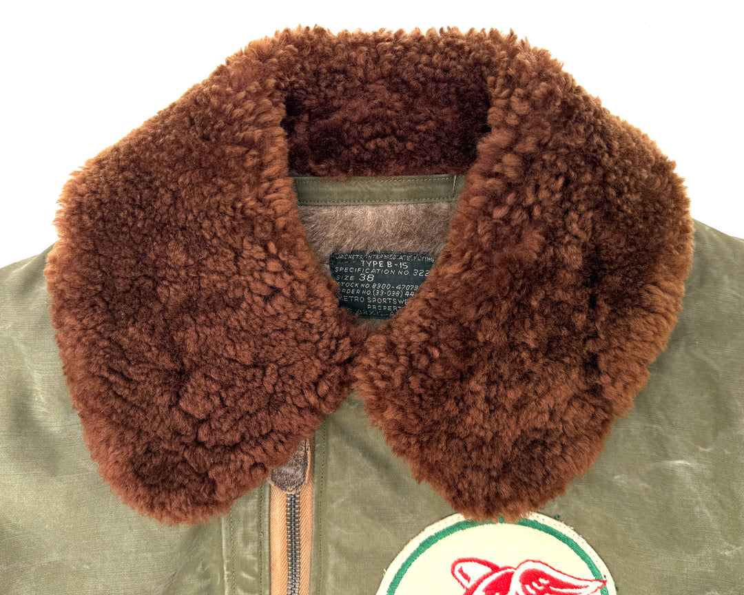 WW2 U.S Army Air Force B-15 Flight Jacket Red Raiders Patched & Blood Chit.