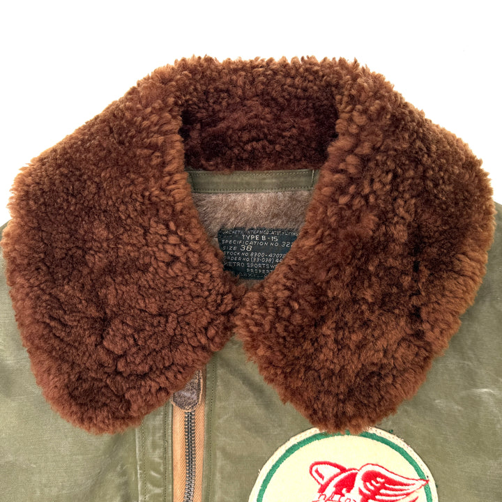 WW2 U.S Army Air Force B-15 Flight Jacket Red Raiders Patched & Blood Chit.