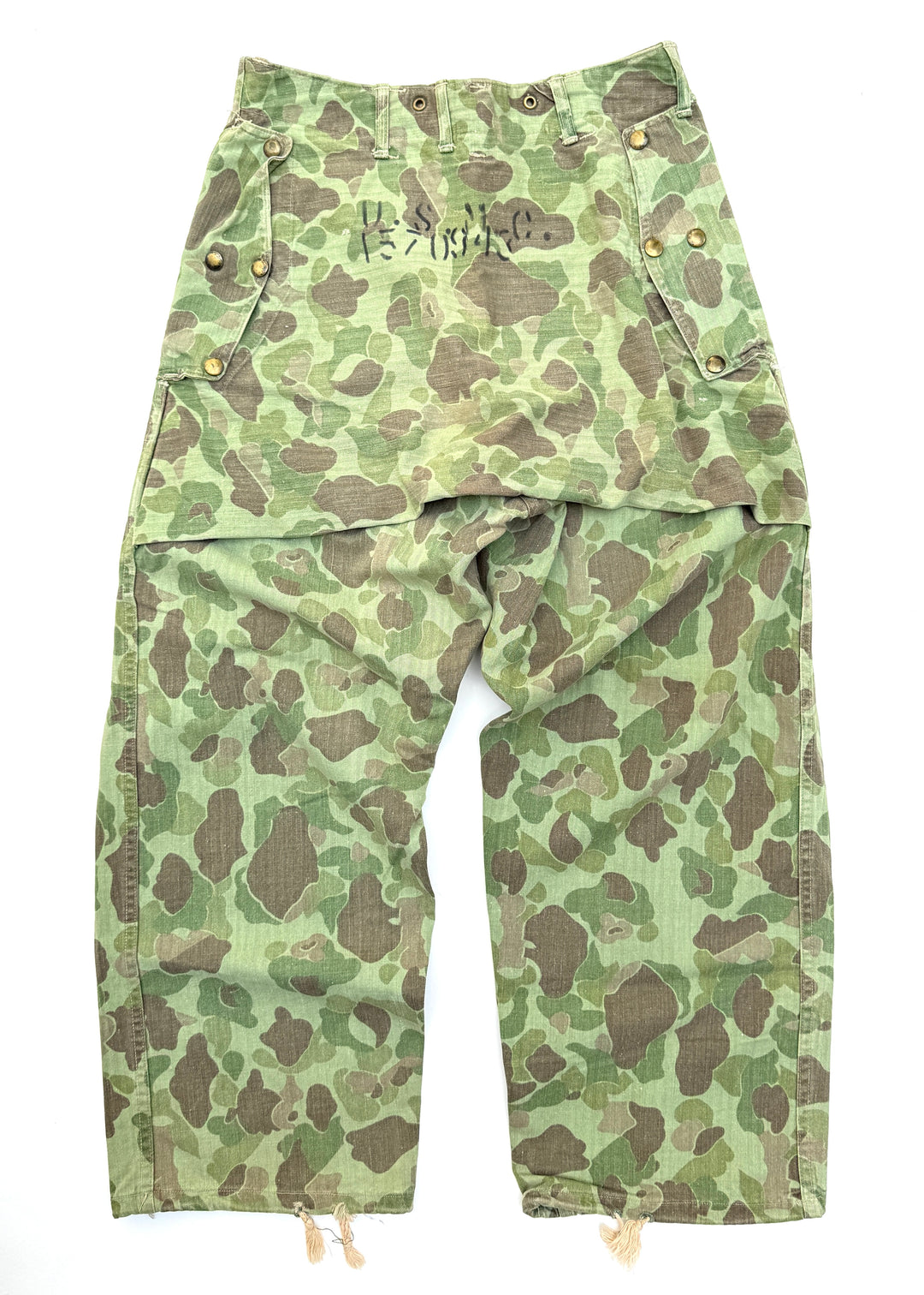 WW2 USMC P-1944 Camouflage Trousers With Stencils.