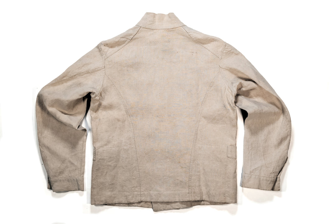 Rare 1890's French Military Exercise Jacket Linen Double Breasted.