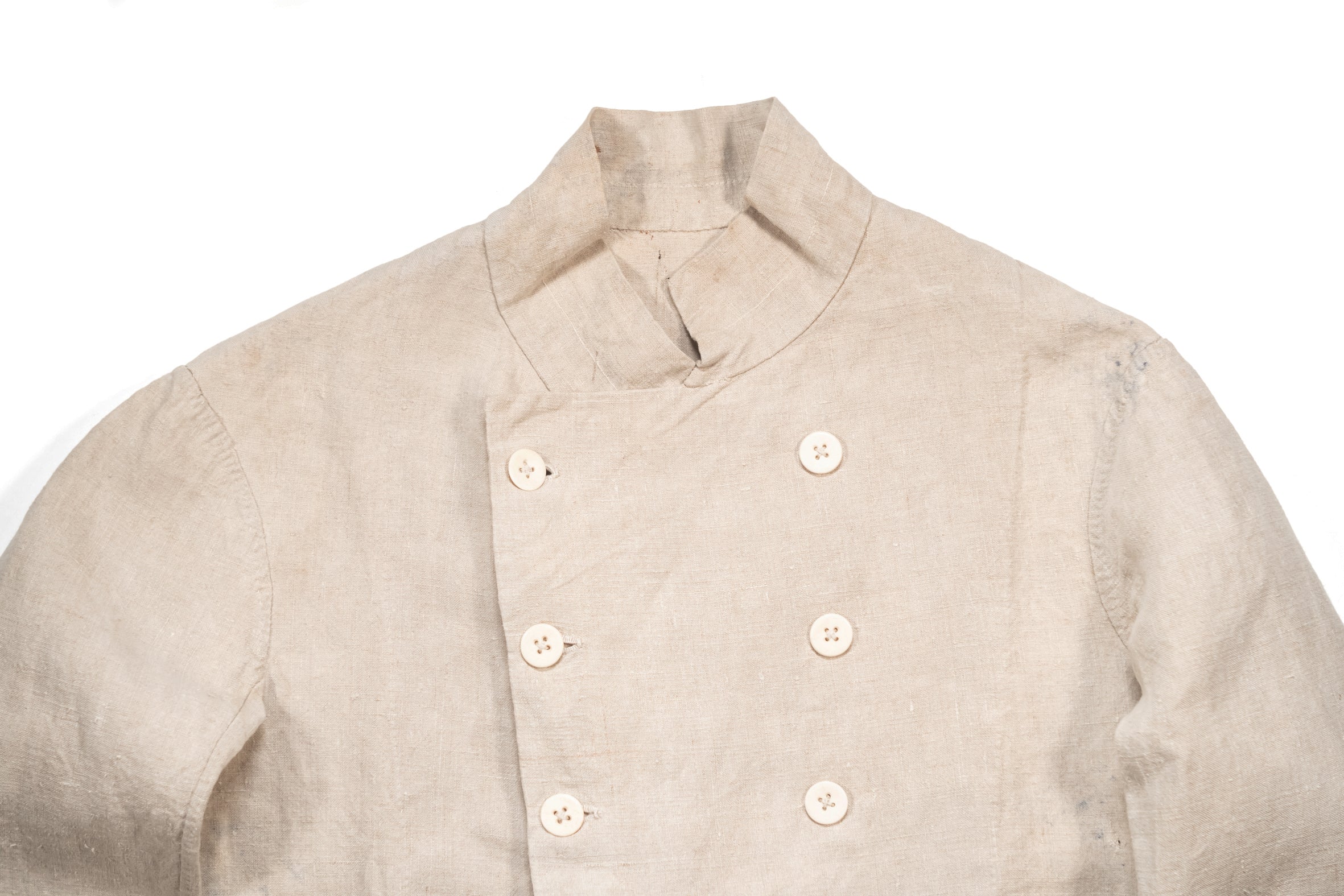 Rare 1890's French Military Exercise Jacket Linen Double Breasted