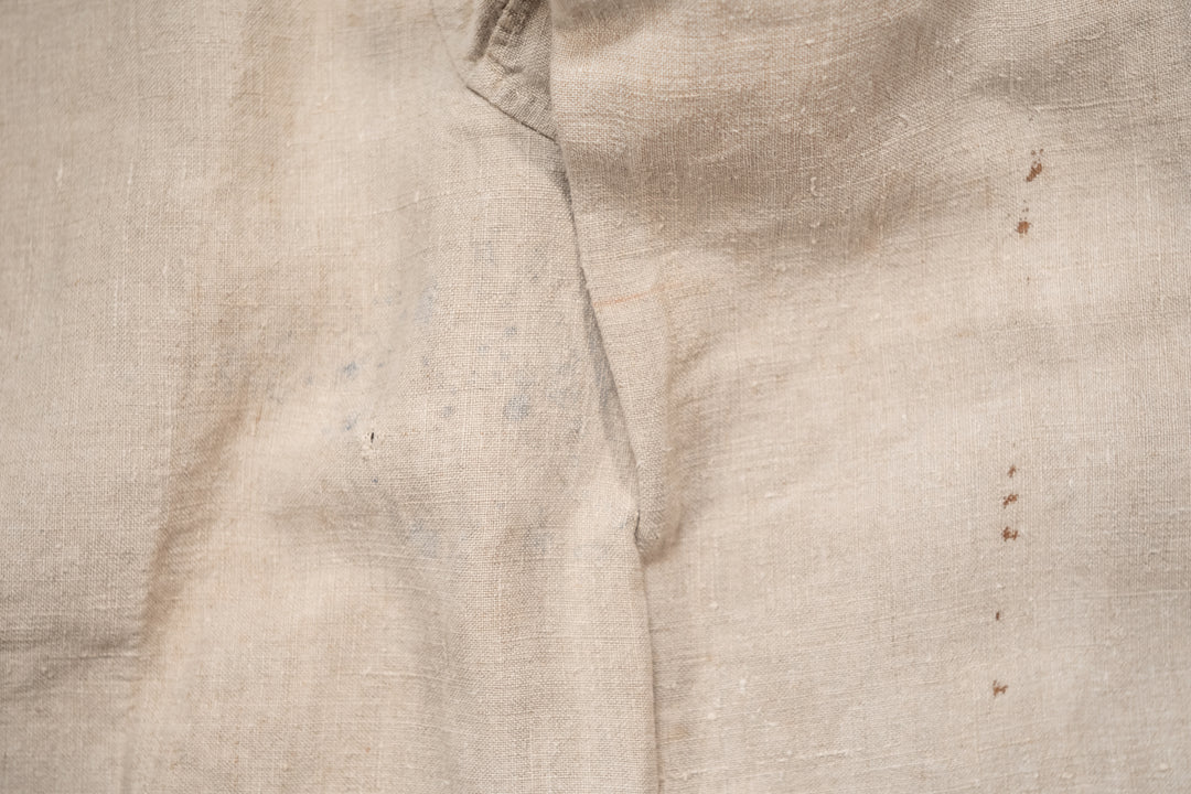 Rare 1890's French Military Exercise Jacket Linen Double Breasted.