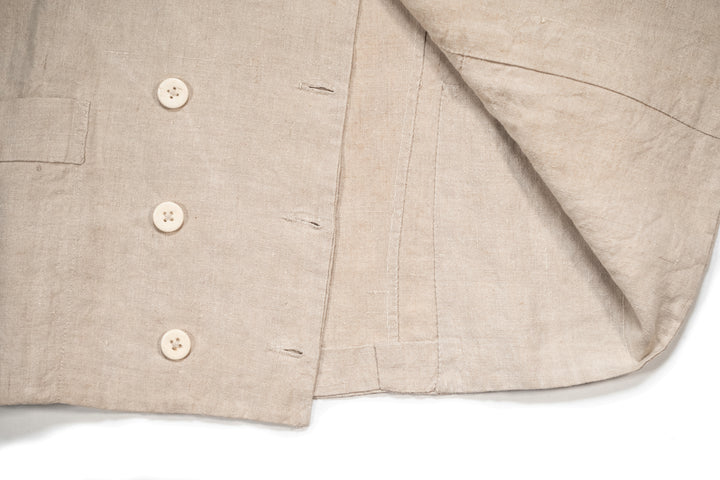 Rare 1890's French Military Exercise Jacket Linen Double Breasted.