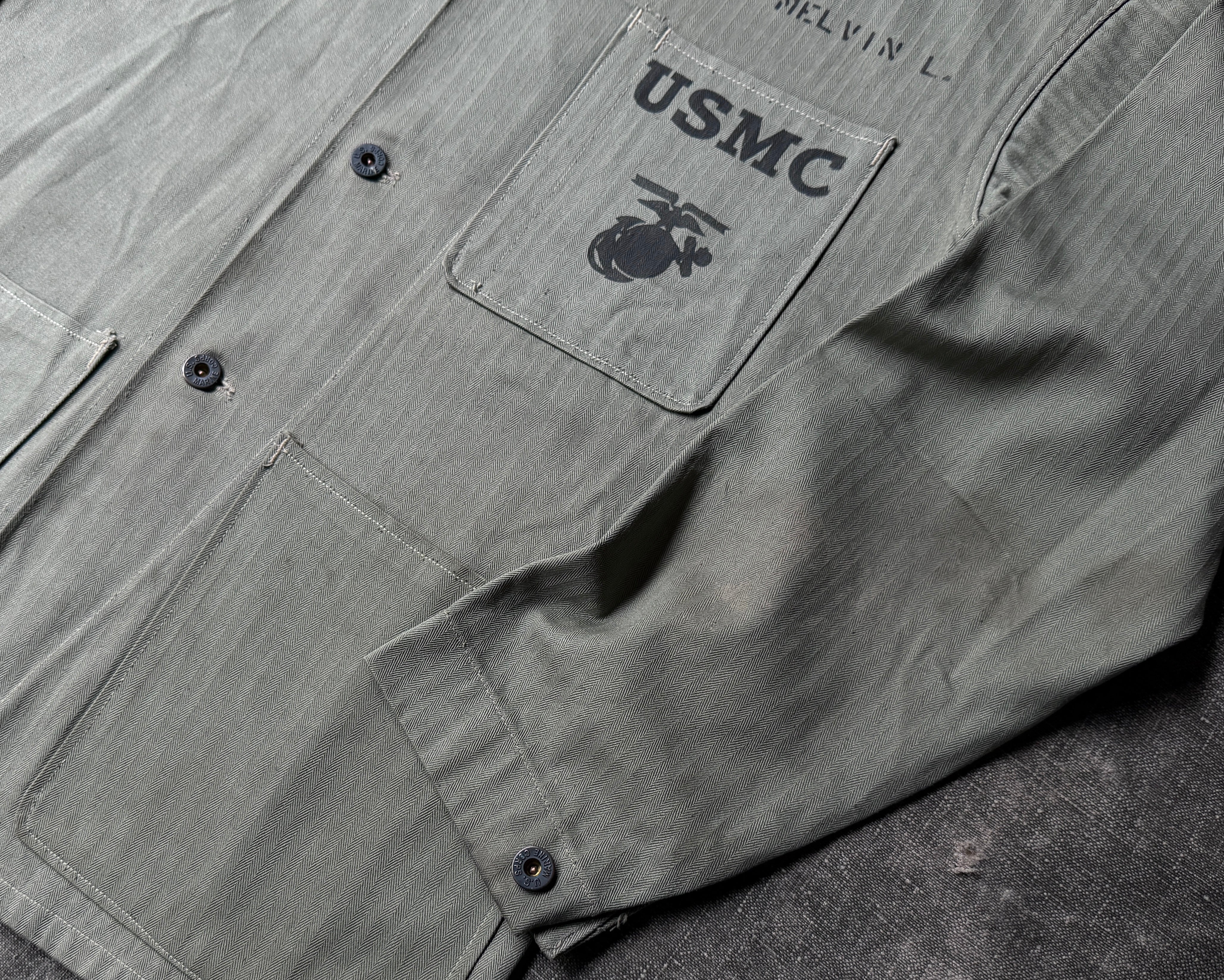 WW2 USMC P-1941 HBT Jacket Named STROUD, MELVIN L. – Le Zouave Shop
