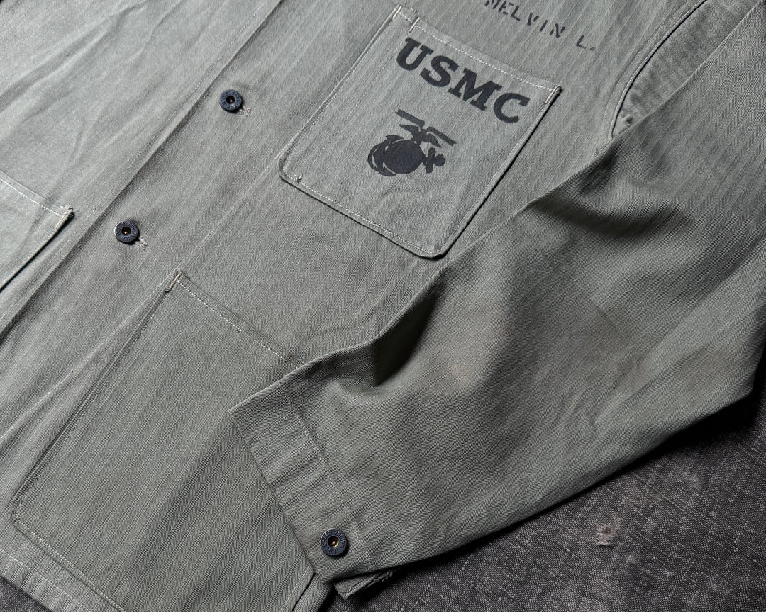 WW2 USMC P-1941 HBT Jacket Named STROUD, MELVIN L.