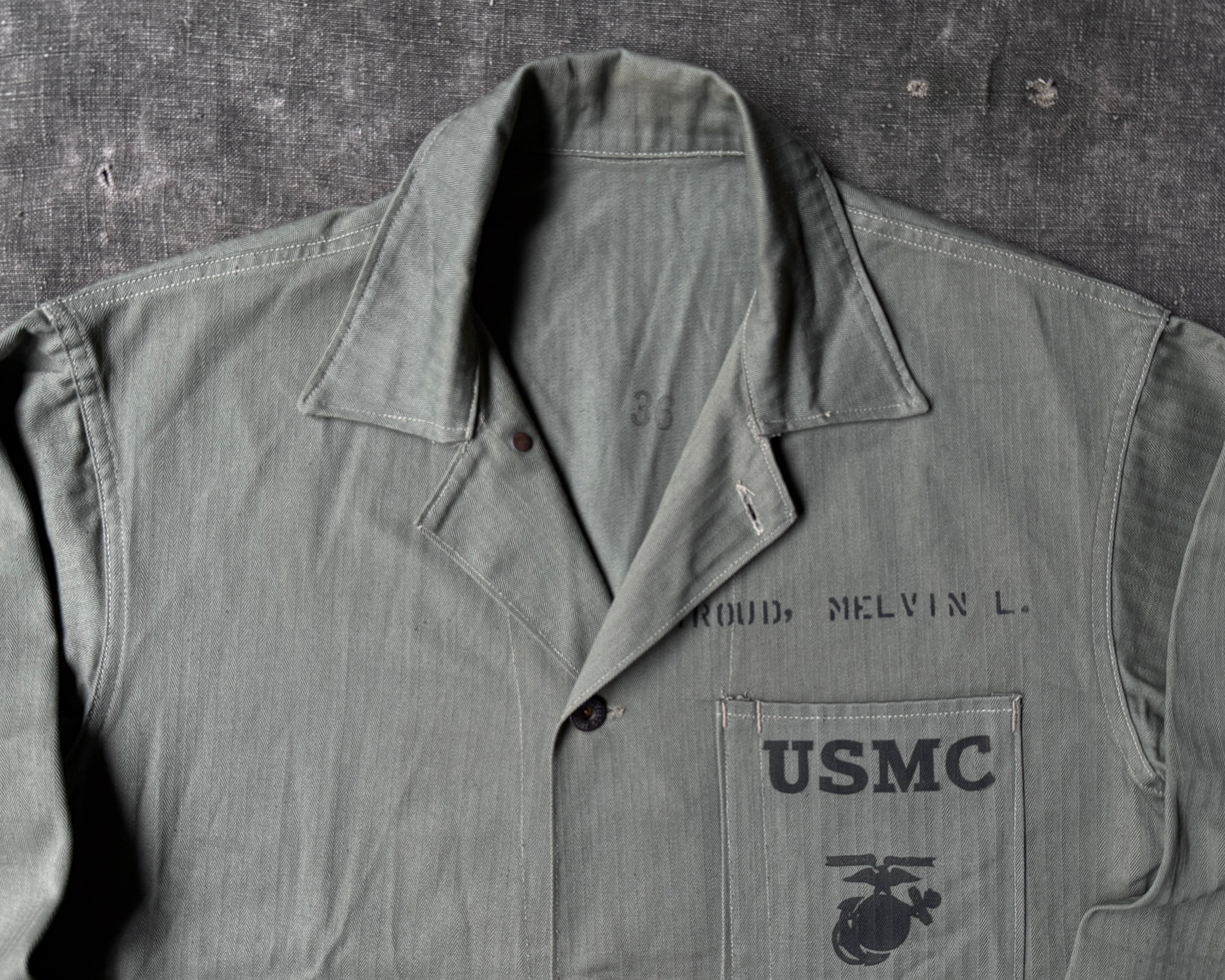 WW2 USMC P-1941 HBT Jacket Named STROUD, MELVIN L. – Le Zouave Shop
