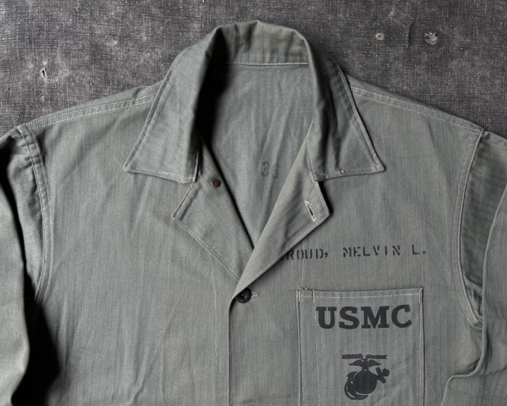 WW2 USMC P-1941 HBT Jacket Named STROUD, MELVIN L.