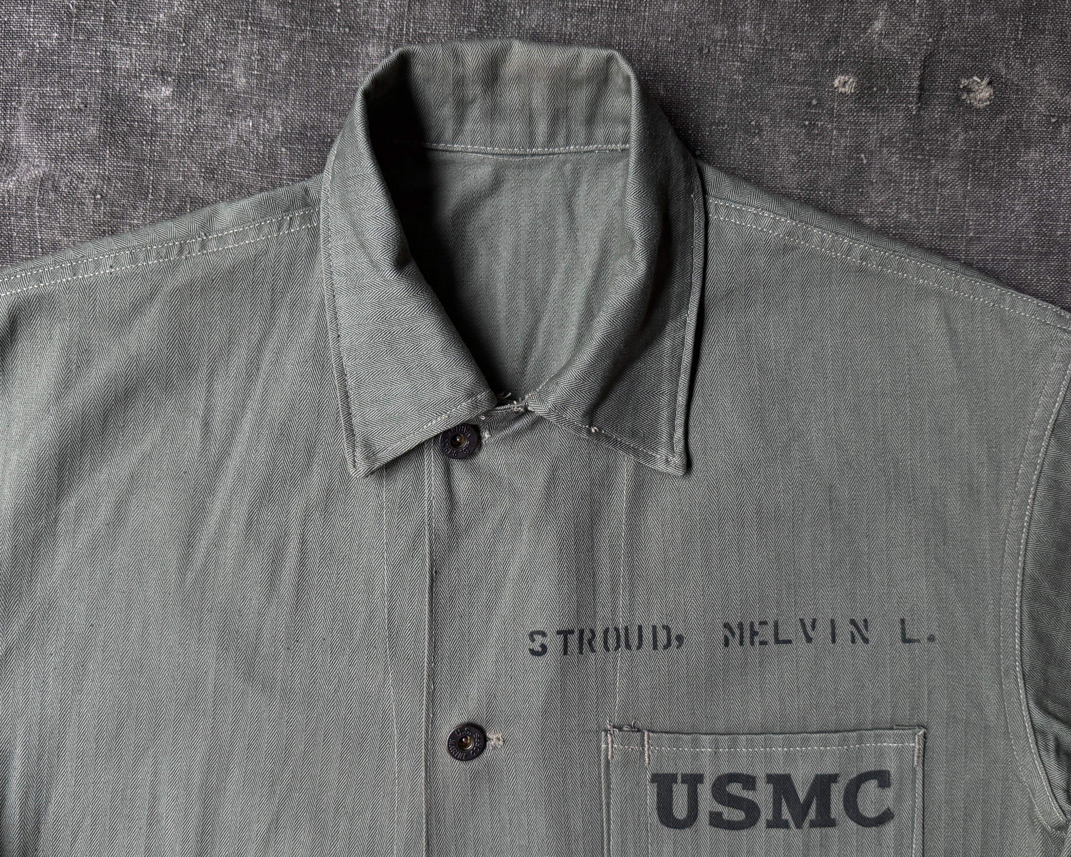 WW2 USMC P-1941 HBT Jacket Named STROUD, MELVIN L. – Le Zouave Shop