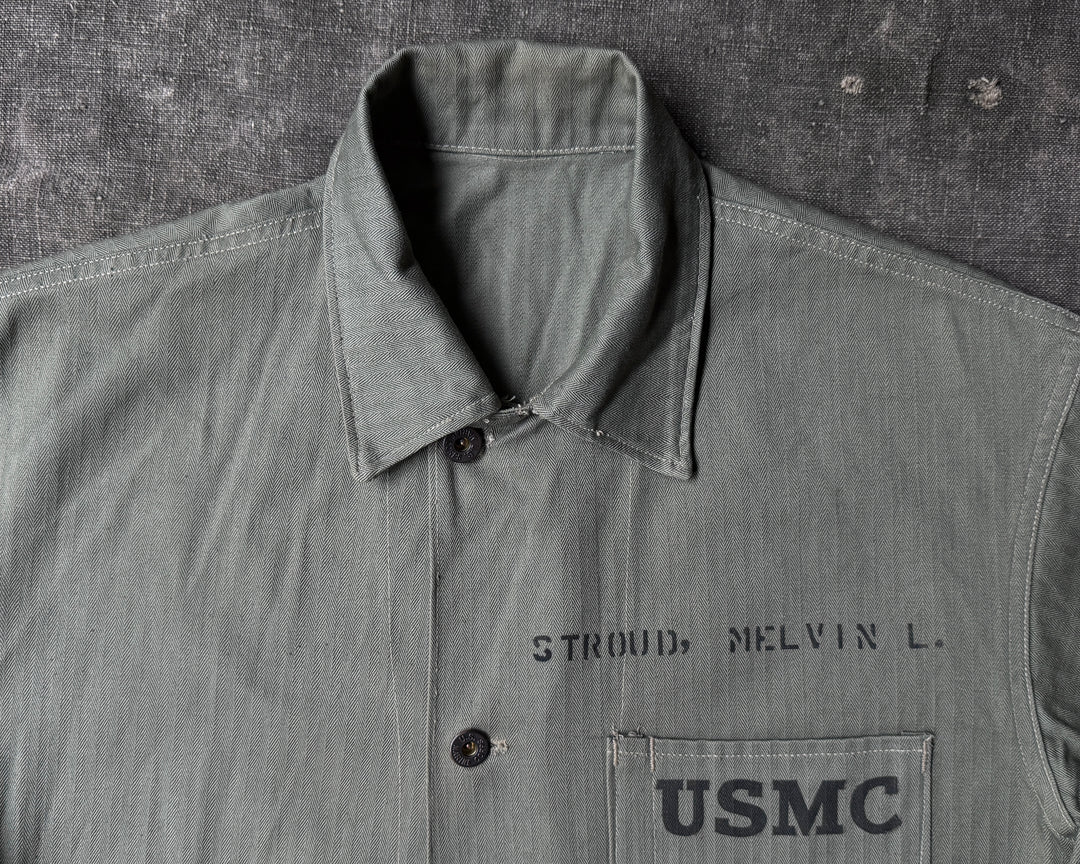 WW2 USMC P-1941 HBT Jacket Named STROUD, MELVIN L.