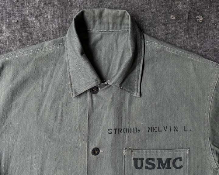 WW2 USMC P-1941 HBT Jacket Named STROUD, MELVIN L.