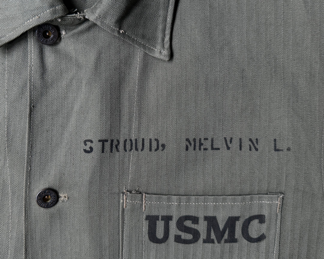 WW2 USMC P-1941 HBT Jacket Named STROUD, MELVIN L.