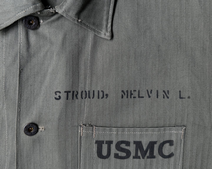 WW2 USMC P-1941 HBT Jacket Named STROUD, MELVIN L.